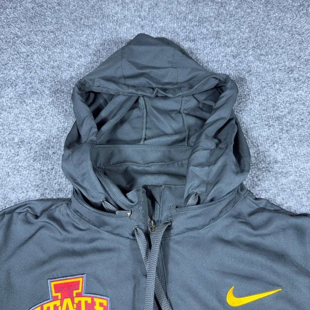 Nike Iowa State Cyclones Jacket Mens XXL Grey Red Yellow Full Zip Dri-FIT Hooded